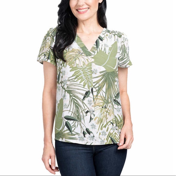 Hilary Radley Ladies' V-Neck Blouse, Green (XS, S)